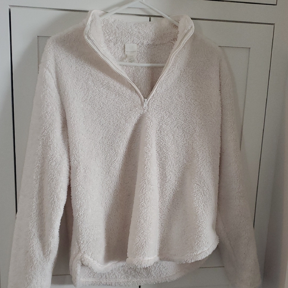 H&M Cream Boxy Polo Sweatshirt